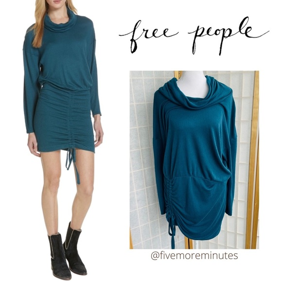 Free People • Sundown Cinch Up Cowl Neck Dress Dark Green - Picture 1 of 13